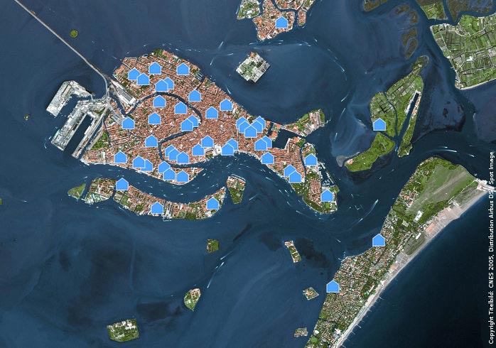 Ferienhäuser in Venedig im Satellitenbild