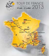 Karte über den Verlauf der Tour de France 2013